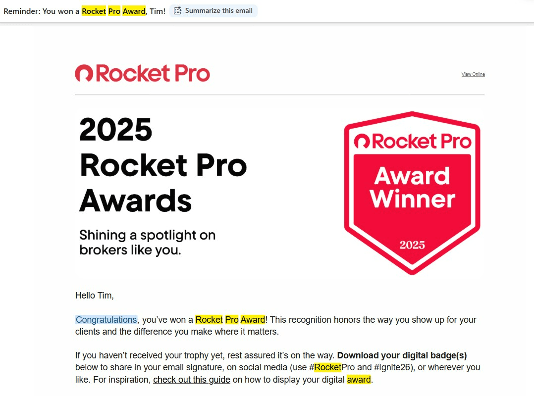 2025 Rocket Pro Award
