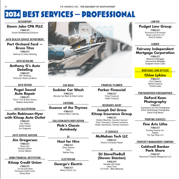 BEST OF SOUTH KITSAP LOAN OFFICER 2024