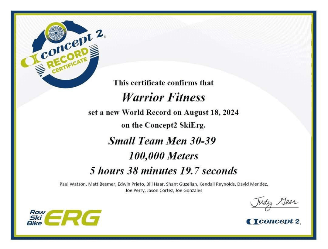 Ski-erg 100,000 team world record