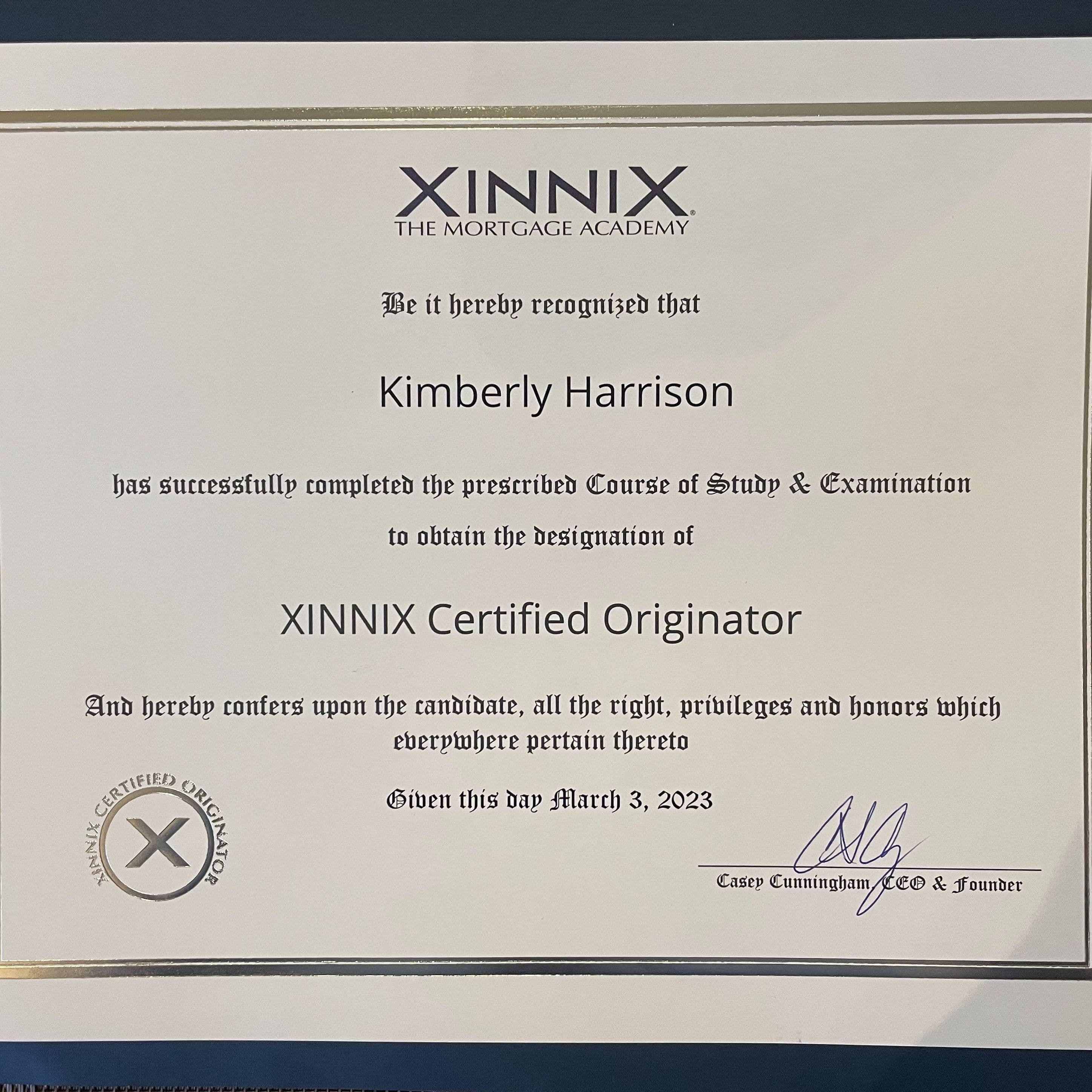 Xinnix Certified Originator